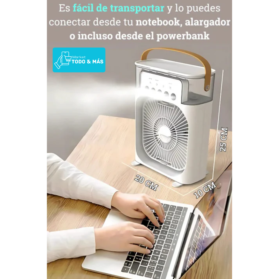 VENTILADOR PORTÁTIL CON HUMIDIFICADOR AIRE FRÍO