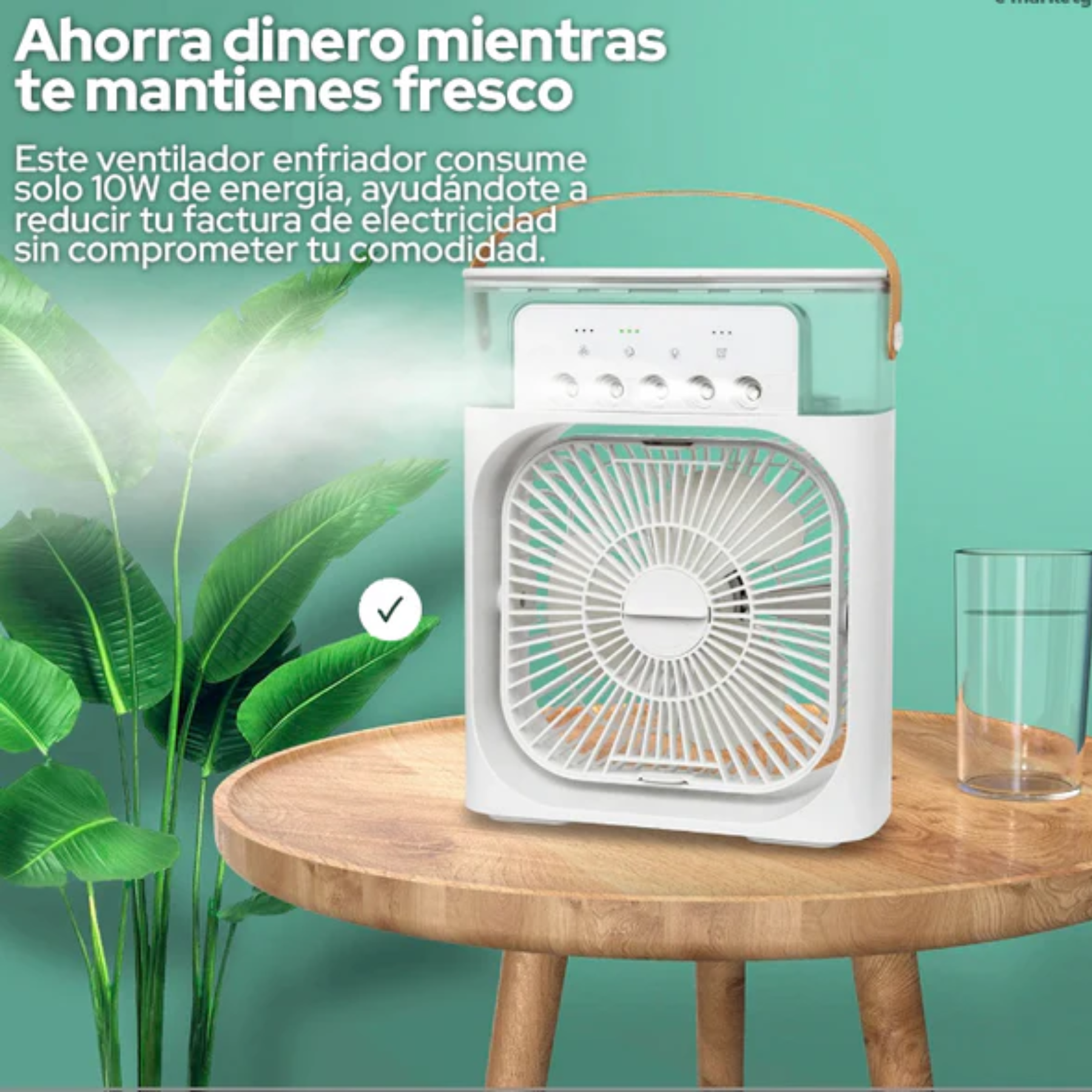 VENTILADOR PORTÁTIL CON HUMIDIFICADOR AIRE FRÍO