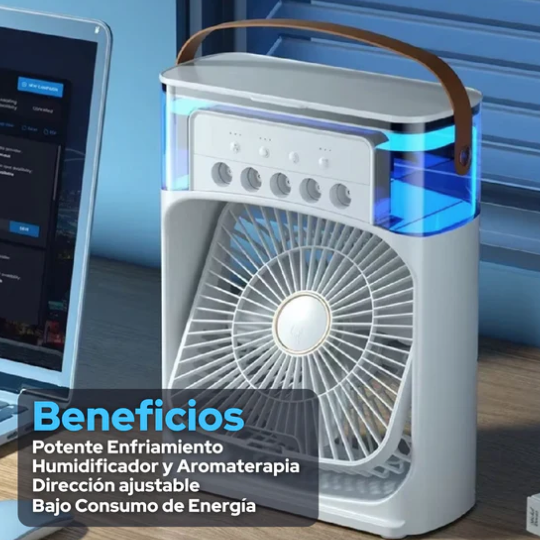 VENTILADOR PORTÁTIL CON HUMIDIFICADOR AIRE FRÍO